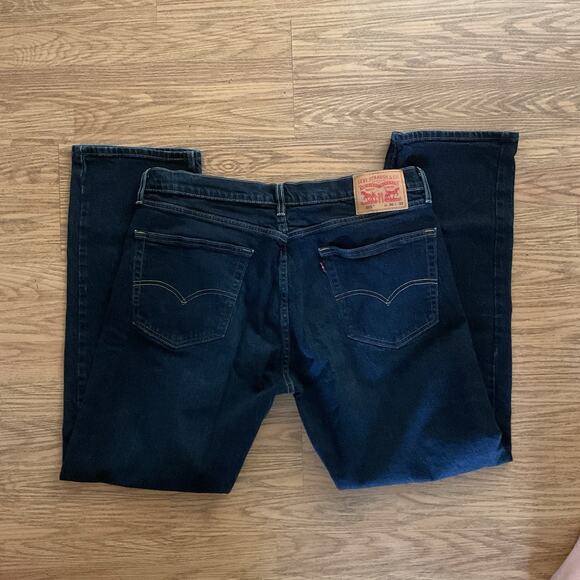 Levis 505 Jeans Mens 36x32 Dark Wash Regular Fit Straight Leg Denim Pants - Picture 1 of 5